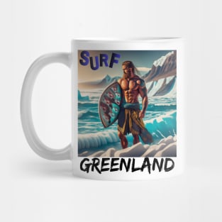 Surfing Greenland Stoked on the Coolest Curls Humor Shirt Mug